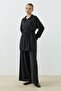 Zippered Modal Sweatshirt Set Black