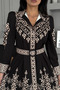Atlas Thick Inner Show-Through Fabric Dress (K Belt Included)-Black-W2609 - 4