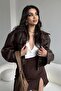 London Elastic Waist Brown Women's Bomber D Leather Jacket - 4