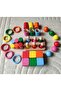 Montessori Wooden Educational Toy 6 Color Matching Set |   Cylinder Ring Peg Baby Bowl Cube |   30 Pieces