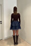 Belt Pcs Lace Detailed Mini Skirts - Blue - 5