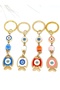 Set of 4 Metal Fish Evil Eye Beads in 4 Different Colors, Metal Fish Keychain Pieces