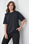 Women's Navy Blue-Black Cotton Pack Crew Neck Sweater Pocketed Jogger Pants Top and Bottom Set - 7