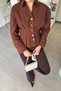 Waist-Fitted Gold Button Detailed Shirt - Brown - 5