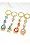 Set of 4 Metal Fish Evil Eye Beads in 4 Different Colors, Metal Fish Keychain Pieces - 2
