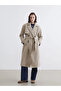 Xside brown Double-Breasted collar women's trench coat