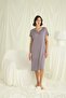 Women'S, Gray, Collared, Lace Piece Short Sleeve Nightgown