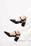Geran yan arka open With Scarf women's shoes black satin - 3