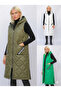 Women's Italian Quilted Li Hooded Oversized Puffer Long Vest - 3