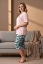 Women's Short Sleeve Stretch Fabric Plus Size Capri Pajama Set Powder - 6