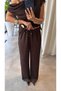 Gold Buckled Asymmetrical Cut Special Design Satin Blouse Trouser Set - 4