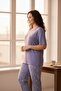 Women's Short Sleeve Stretch Fabric Plus Size Pajama Set Lilac - 3