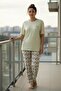 Women's Short Sleeve Stretch Fabric Plus Size Pajama Set Beige