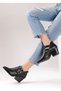 Ella Women's Leather Shoes Double Buckled Back Zipper Short Heeled Daily Comfortable Short Boots - 3