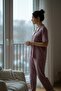 Women's Short Sleeve Stretch Fabric Buttoned Pajamas Set Dusty Rose - 5