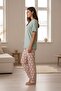 Women's Short Sleeve Stretch Fabric Pajama Set Green - 3