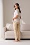 Women's Short Sleeve Stretch Fabric Pajama Set Beige - 2