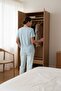 Women's Short Sleeve Stretch Fabric Pajama Set Blue - 4