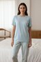 Women's Short Sleeve Stretch Fabric Pajama Set Blue