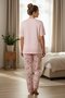 Women's Short Sleeve Stretch Fabric Plus Size Pajama Set Powder - 2