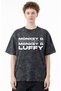 One Piece Monkey D. Luffy Anime Printed Unisex Oversized Vintage Washed T-Shirt - 4