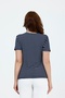 Maternity Short Sleeve Striped Pattern T-Shirt, Lycra Pieces of Viscose Fabric (Navy Blue) - 5