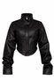 Women's New Season Corset Detail Cropped Leather Jacket