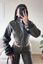 Women's New Season Corset Detail Cropped Leather Jacket - 2