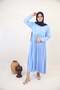 Shaati - Mystical Linen Maxi Dress with Ruffles Detailing and Snug Fitting Sleeves - Baby Blue