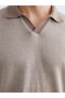 Brown Polo Neck Men's T-Shirt from Plus-Store - 3