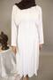 Luluah - Splendid Linen Pleated Maxi Dress with Top Down Buttons - White - 3