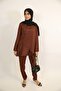 Malika- Chic Modest Two Piece Co Ord set with side button overlap detailing- Mocha Brown - 5