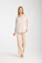 Beige Striped Long Sleeve Women's Shirt - 3