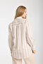 Beige Striped Long Sleeve Women's Shirt - 4