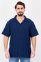 Men Relaxed Fit Textured Short Sleeve Casual Shirt, Navy