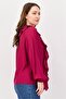 Women V-Neck Long Sleeve Solid Blouse, Fuchsia - 2