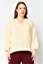 Women V-Neck Solid Long Sleeve Blouse, Light Yellow