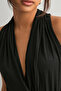 Double-Breasted Yaka Ruched Stretchy Sandy Blouse - 4