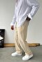 Beige Baggy Linen Trousers - 2