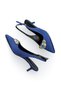 Women's Navy Blue Satin Mid Heel Stiletto Buckled New Season Hk1094 - 4