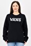 Women Crew Neck Long Sleeve Brand Logo Sweatshirt, Black
