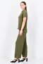 Women 2 Pieces Textured Short Sleeve Top And Bottom Set, Olive - 3