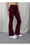 Women's Burgundy Flared High Waisted Sweatpants - 2