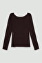 Ultra Light Sheer Boat Neck Blouse Brown