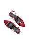 Women's Burgundy Satin Medium Heel Stiletto Buckled New Season Hk1095