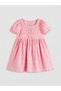 Giyçık Store Den Pink Square Collar Lace-Like Knit Girls' Dress