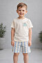 Boy's Minimal Balık Printed Shorts Set 100% Cotton Cotton Summer Collection