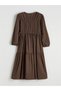 Lcw Girls Studio Brown Crew Neck Ruched Girls' Dress - 5