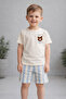 Boy's Minimal Bear Printed Shorts Set 100% Cotton Cotton Summer Collection