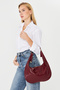 Patent Leather Leather Knot Detailed Oval Form Leopard Lined Large Size (38X22) Women Shoulder Bag - 5